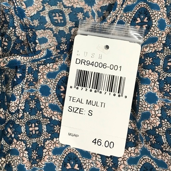 Lush Floral Hearts Flutter Sleeve Dress Size SMALL Retro - Picture 10 of 12